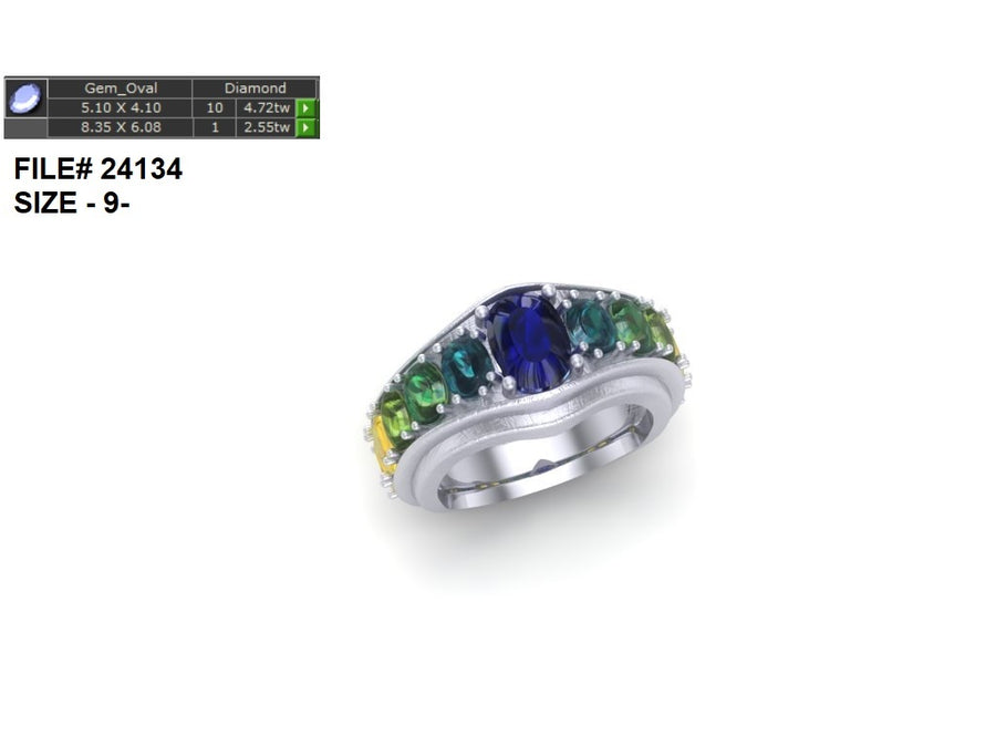 24134 Bespoke Platinum Wedding Ring w/Client's 2.55CT Sapphire, Supplying 10=4.72CTTW