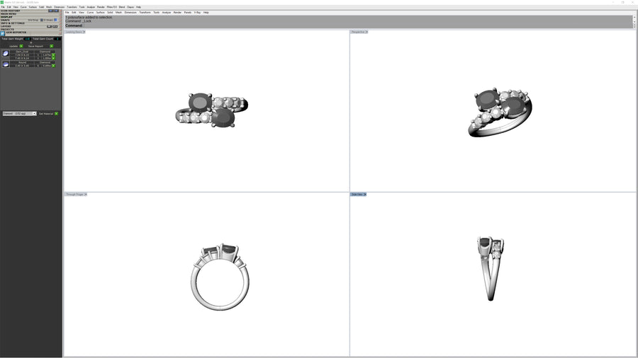 24300A Bespoke Platinum Ring W/ Client's 1.85CT & 1.67CT Saphs & 6RBC=.90CTTW