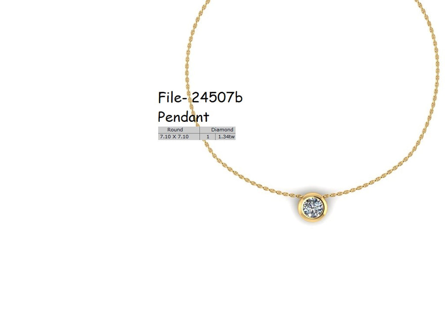24507 Custom 14K Bezel Necklace w/Client's 1.17 Old European Diamond