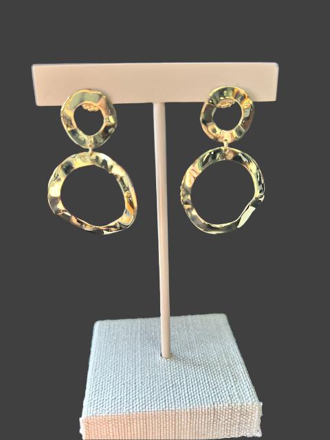 Ippolita 18K Yellow Gold Double Circle Drop Earrings, Vintage Estate Collection