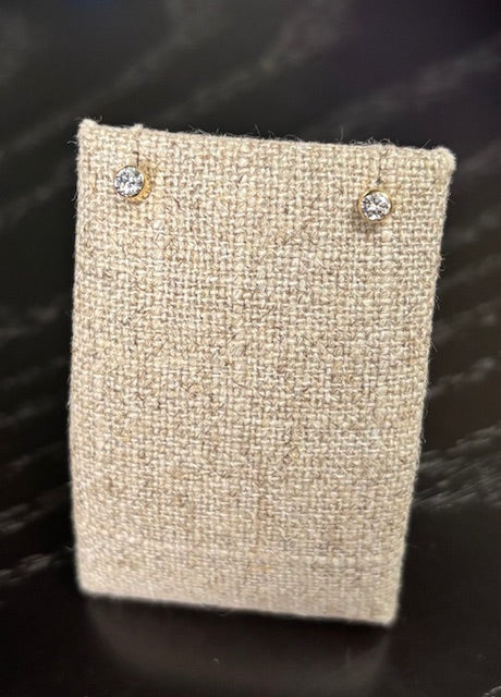 .20CTTW Bezel Diamond Stud Earrings, G-H Color & VS2 Clarity in 14K Yellow Gold