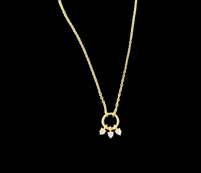 Diamond Dreamcatcher Necklace in 14K Yellow Gold, 3D=.09CTTW. 16-18" Adjustable!