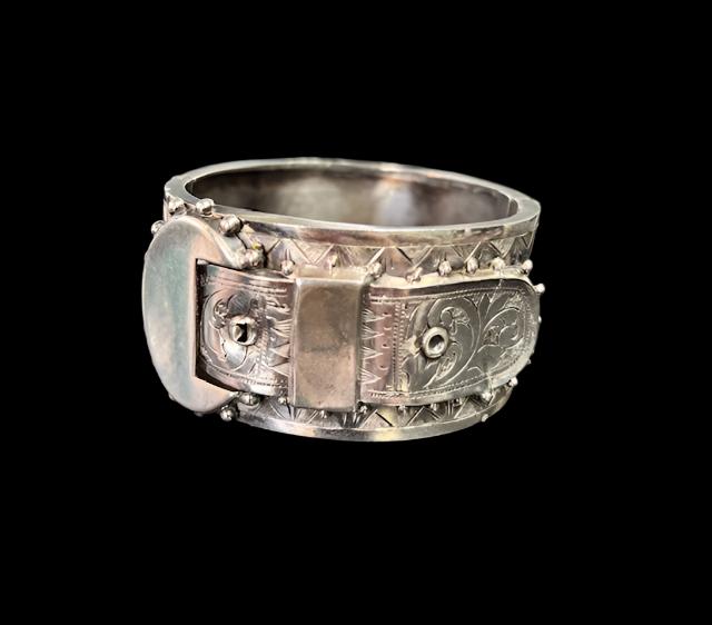 Rare Antique Victorian Aesthetic Movement Sterling Silver Buckle Bracelet Made in Birmingham, England.Hallmarked!