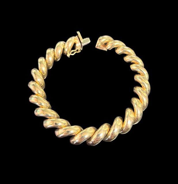 Vintage 14K Yellow Gold Heavy San Marco Bracelet w/Safety, Fabulous Condition!