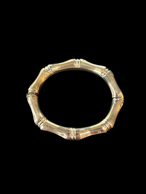 70's DREAM! Heavy 14K Bamboo Style Bangle Bracelet w/Fresh Polish! Estate Collection