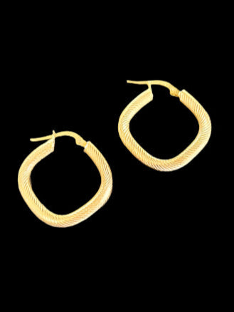 Fabulous 18-K Italian Yellow Gold Cushion-Shaped Twist Hoops, Estate Collection