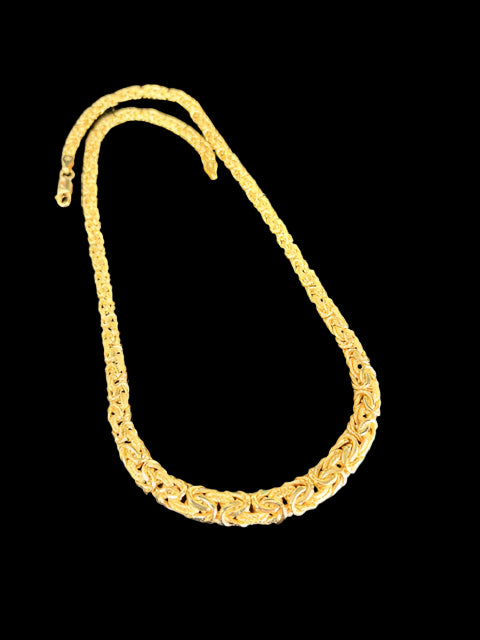 Vintage 18-Karat Yellow Gold Byzantine Style Collar Necklace, 17" Length- Made in Italy! Estate Collection