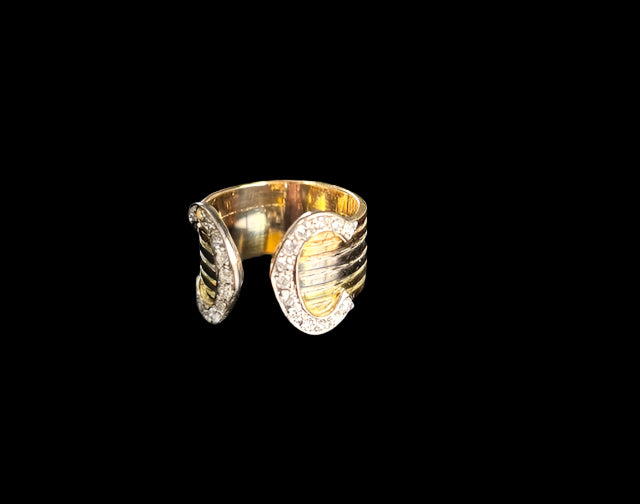 Vintage 18K Tri-Color Diamond Band Ring, Size 4.5. Amazing Pinky Ring!! 26D=.30CTTW, Estate Collection