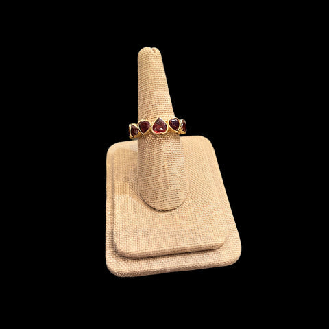 Bespoke Heart Garnet Band in 18K Yellow Gold, Size 7. 4.38CTTW, JGFJ MADE!