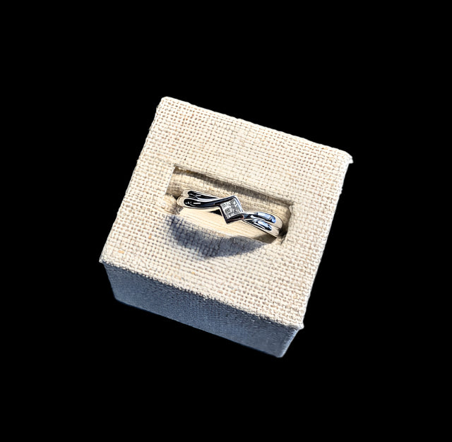Princess Diamond Ring in 14K White Gold, D=.13CTTW Est., I/I2. Estate Collection, Size 7.5 Tight