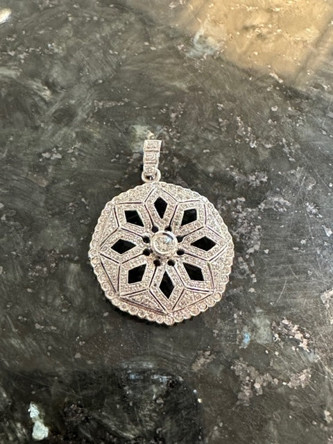 18K Diamond Filigree Pendant w/Enhancer, Numbered!