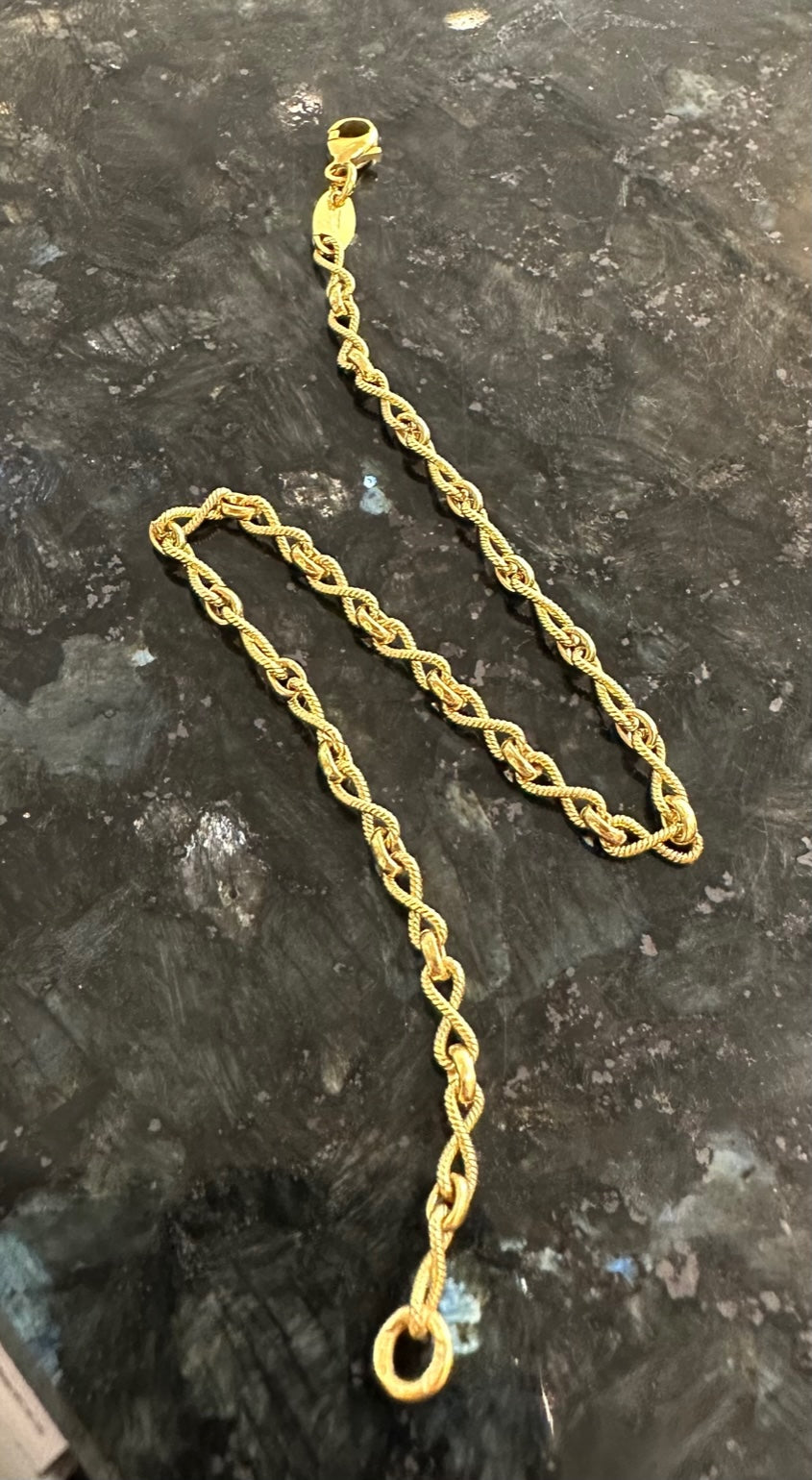 Rich 18K Italian Yellow Gold Infinity Link Bracelet, 7"
