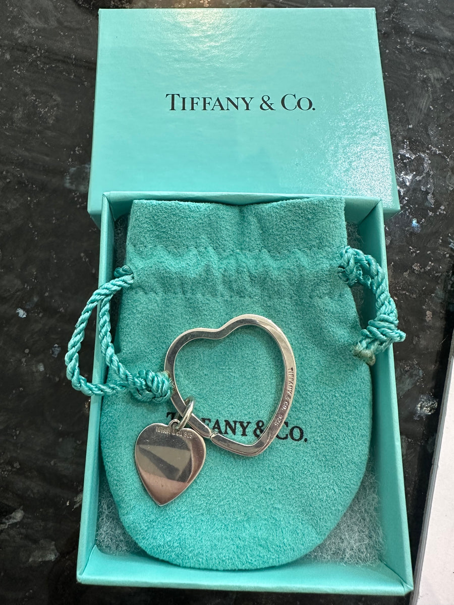 Tiffany & Co. Sterling Silver Heart Key Chain w/ Box & Pouch