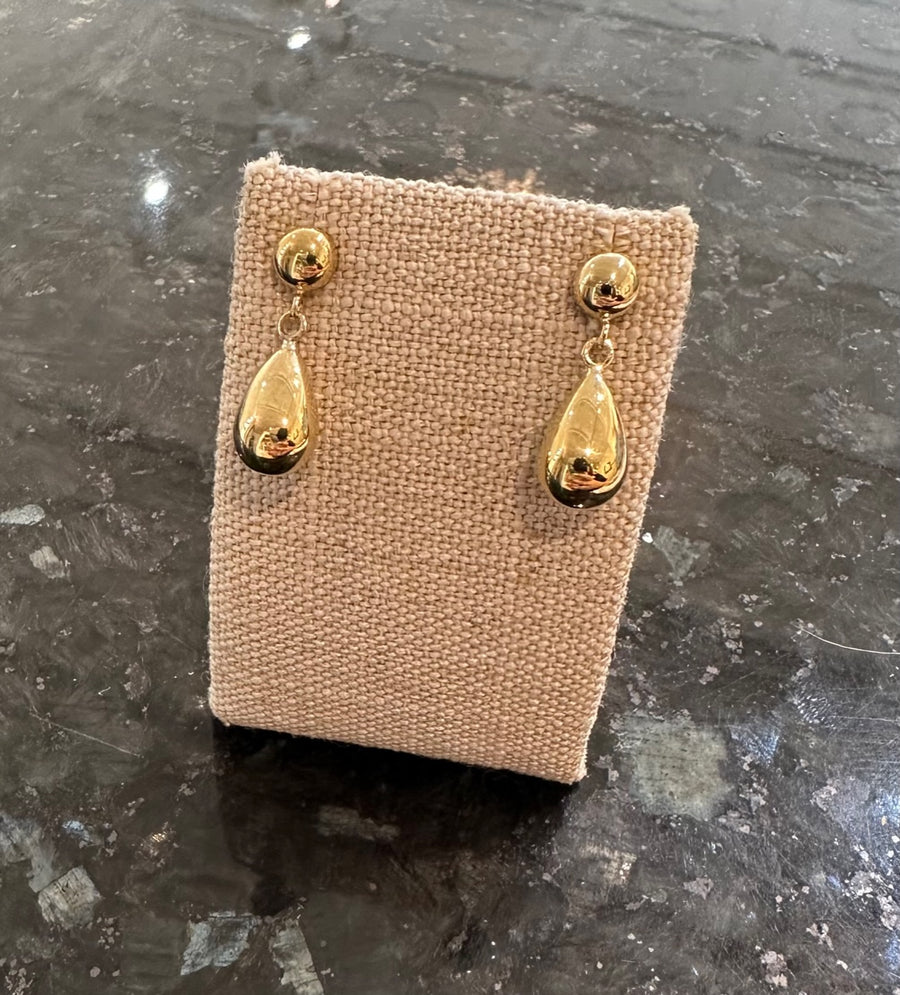 10K Yellow Gold Dewdrop Stud Earrings