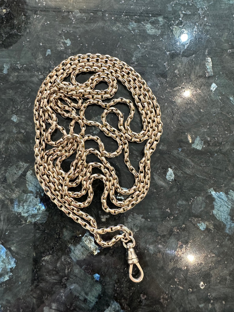 Absolutely Incredible 9K Antique SIXTY INCH Guard Chain!