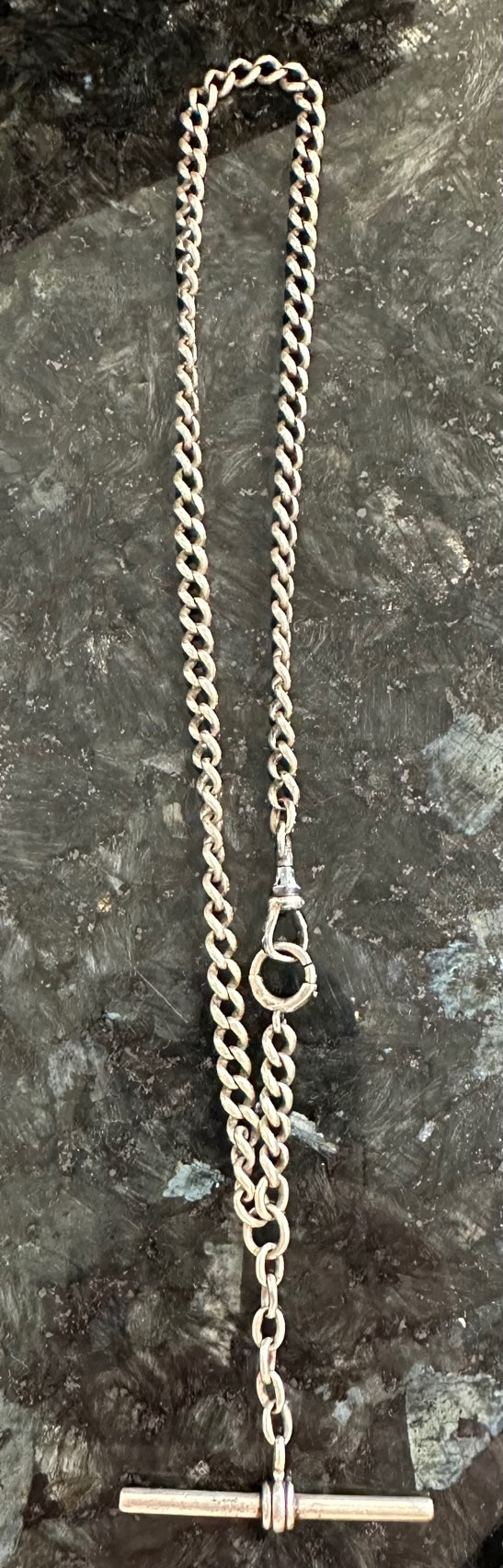 Gorgeous Sterling Silver Albert Watch Chain with Dog Clip, Bolt Clasp, & T-BAR! 16" Plus T-Bar