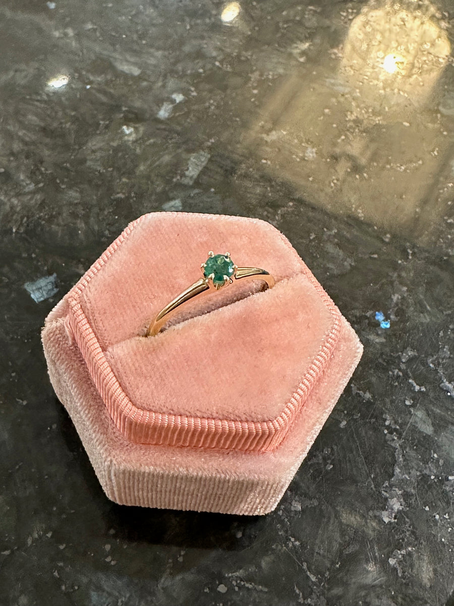 Antique 14K Ring set with Modern .33CT Emerald, Size 8.5 Plus