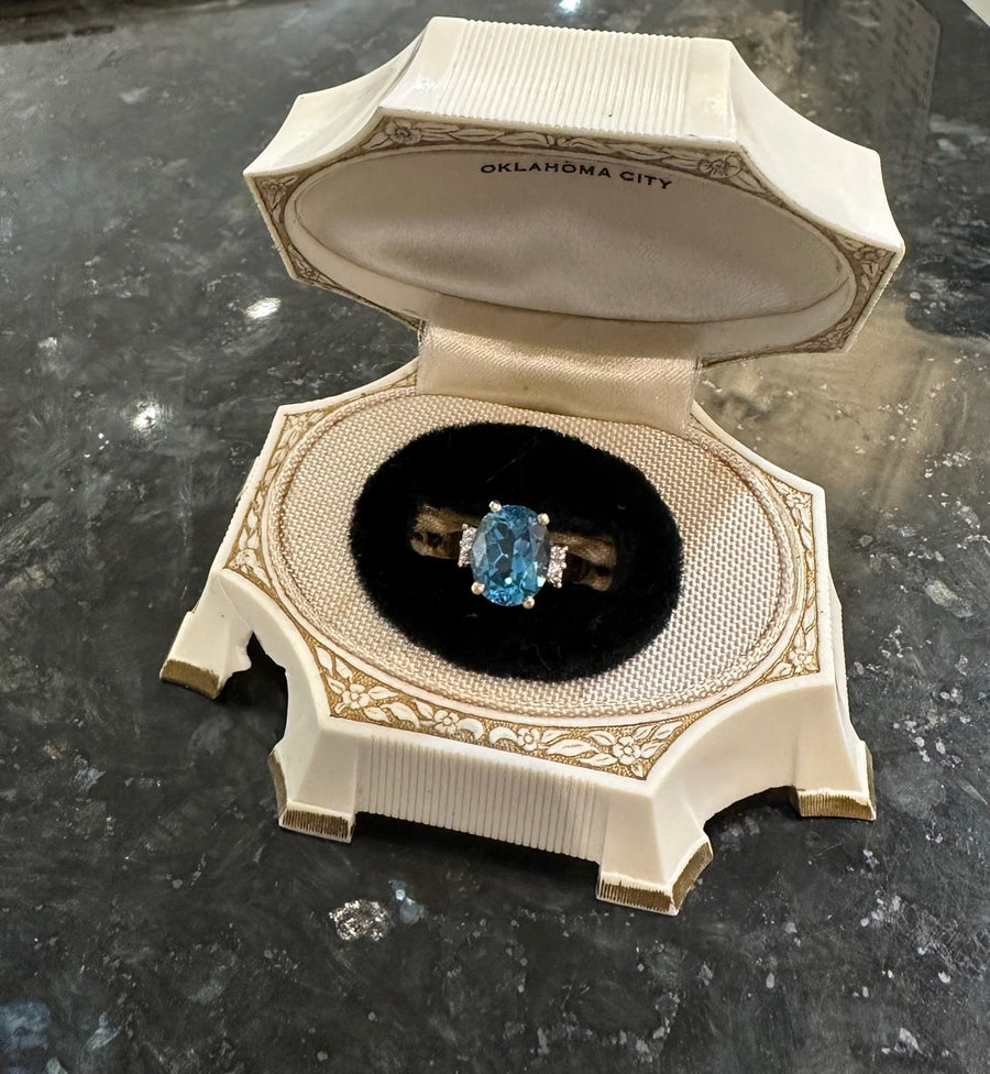 2+CT Topaz & Diamond Ring in 10K, Estate Collection. Size 6