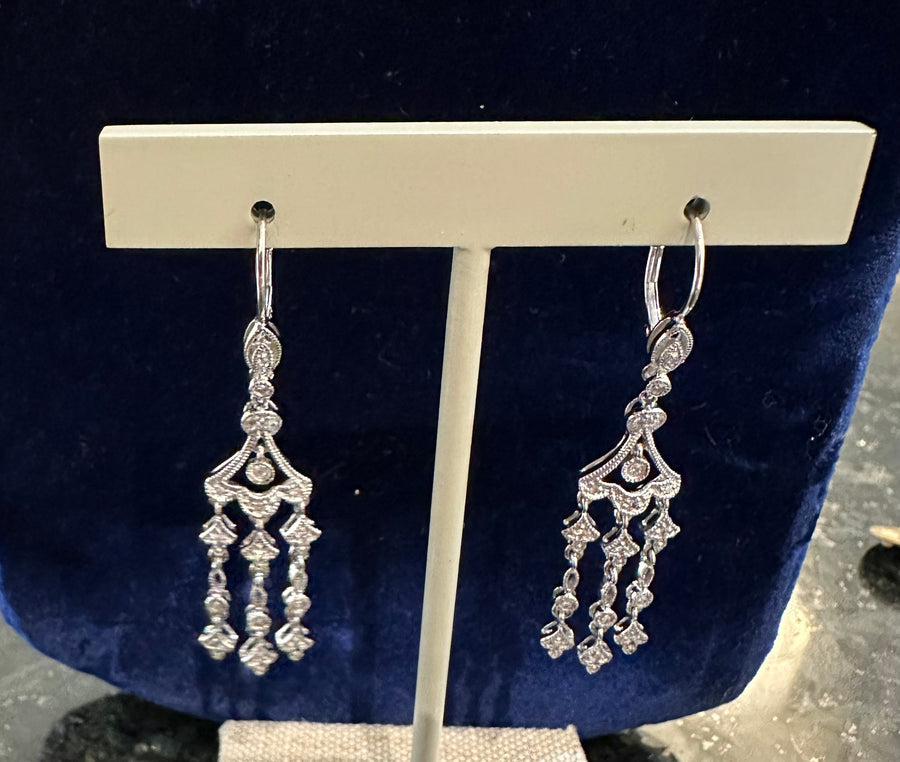 Sensational 14K White Gold Diamond Chandelier Earrings w/Leverbacks! 34D=.45CTTW, Estate Collection