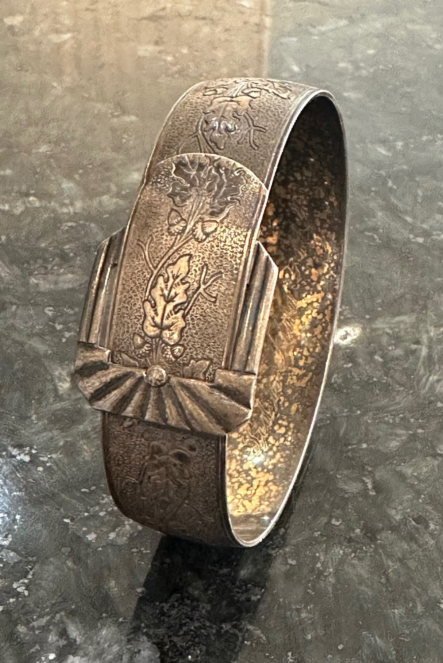 '43 Sterling Silver Buckle Bangle with Gorgeous Engraving