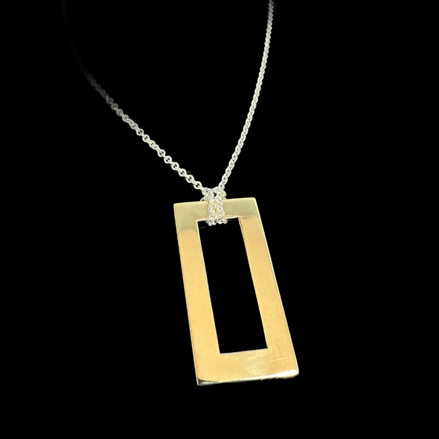 "Be Open" 18K Negative Space Necklace on 20" Sterling Cable Chain