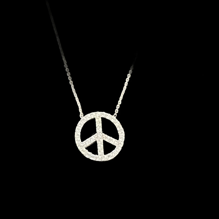 Peace is the Way! Diamond Necklace in 14K, Estate Collection. 16"