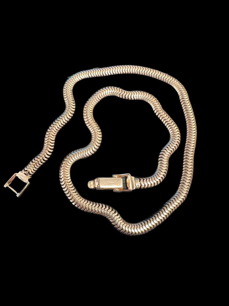 Fabulous & Heavy Estate 14K Rose Gold Snake Link Chain, 18" Length w/Sturdy Double Foldover Clasp