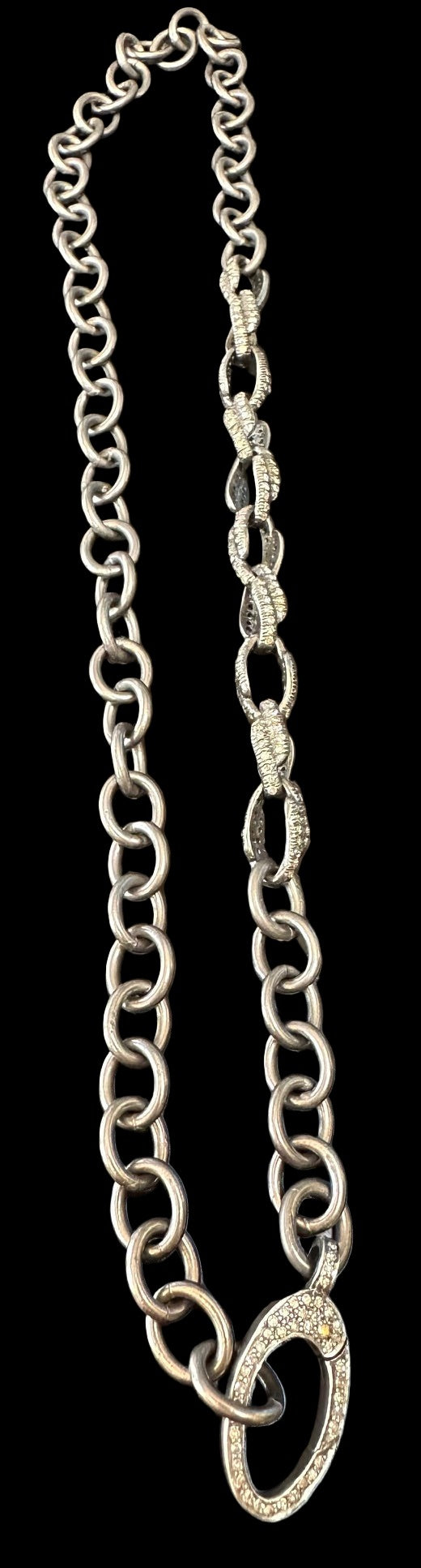 Diamond Links & Clasp Blackened Sterling Silver Necklace, 18"