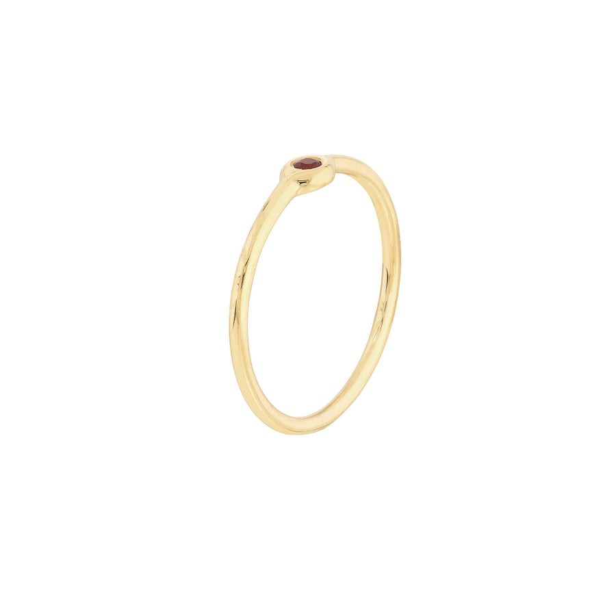 Sweet Ruby Bezel Stack Ring in 14K Yellow Gold, Size 7. R=.05CT