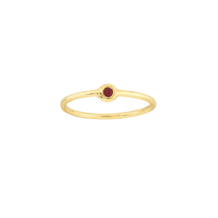 Sweet Ruby Bezel Stack Ring in 14K Yellow Gold, Size 7. R=.05CT