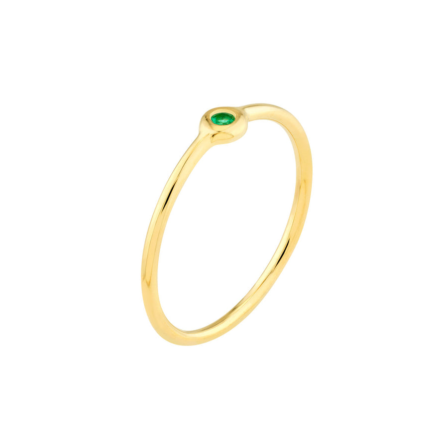 Sweet Bezel Emerald Stack Ring in 14K Yellow Gold, E=.03CT. Size 7