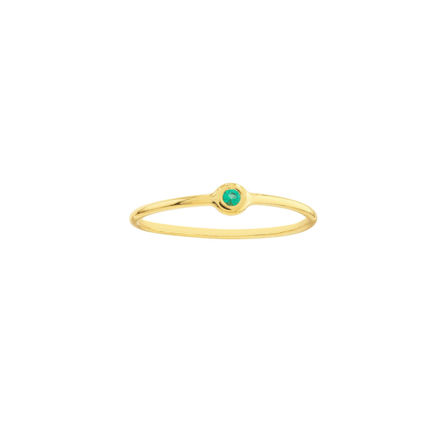 Sweet Bezel Emerald Stack Ring in 14K Yellow Gold, E=.03CT. Size 7