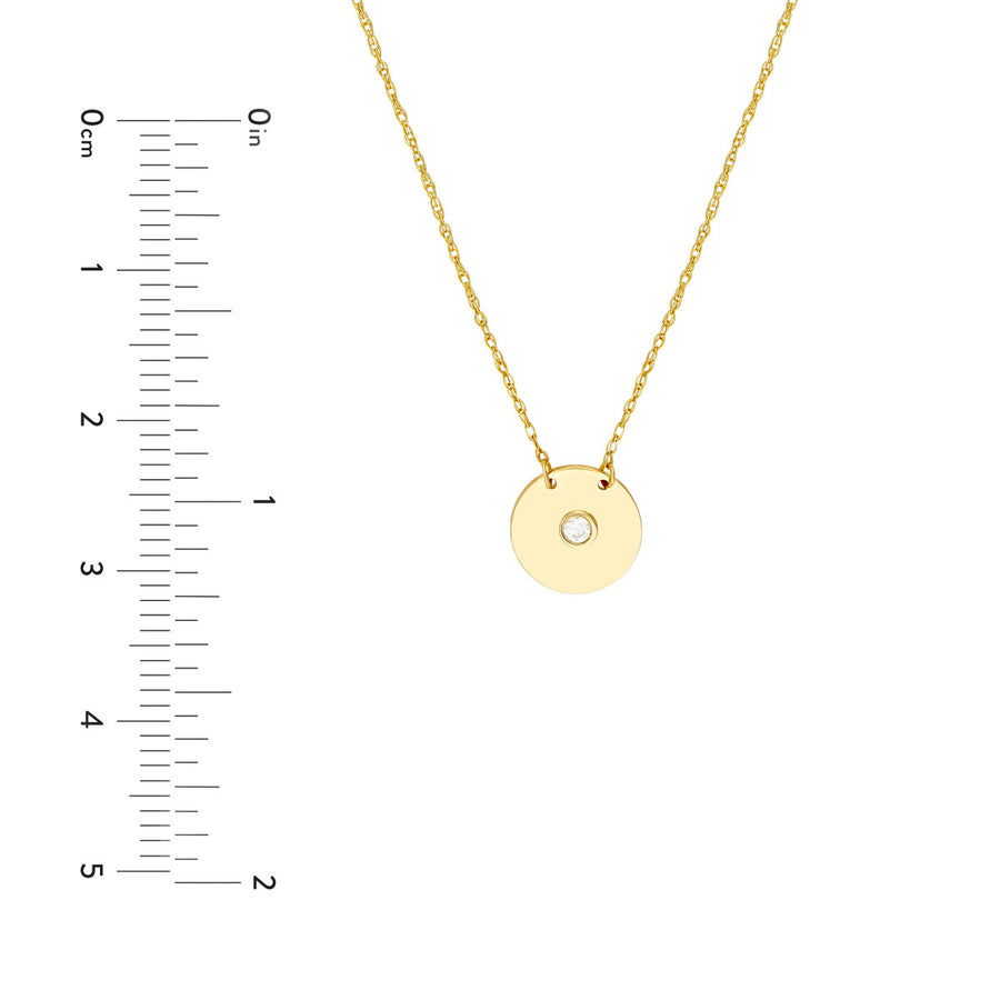 Sweet Diamond Saucer Necklace in 14K Yellow Gold, D=.03CT. 18" Length, Adjustable