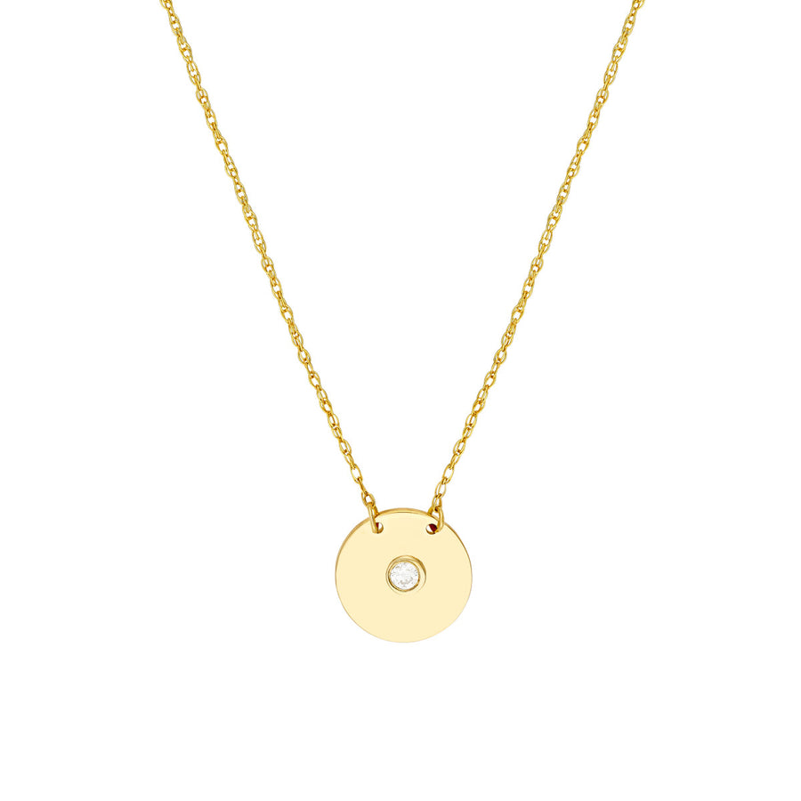 Sweet Diamond Saucer Necklace in 14K Yellow Gold, D=.03CT. 18" Length, Adjustable