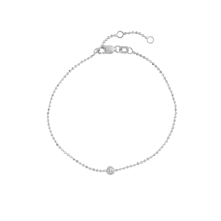 Diamond Bezel Bead Chain Bracelet in 14-K White Gold, D=.03CT G/SI Adjustable 6.25-7.25"