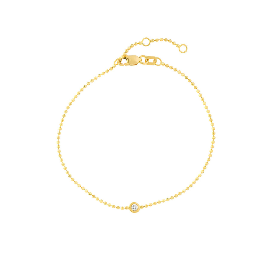 Diamond Bezel Bracelet in 14K Yellow Gold w/Lobster Clasp, Adjustable Length! D=.03CT. 7.25" Total