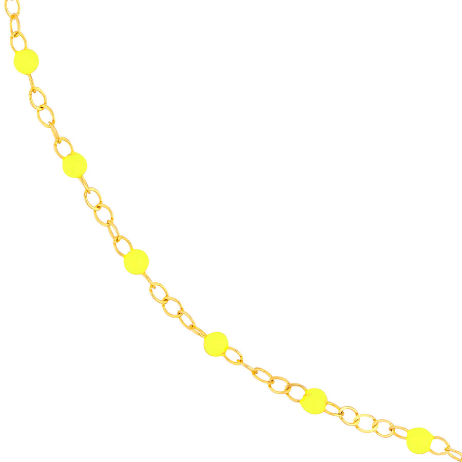 14-K Yellow Gold & Neon Enamel Piatto Chain Bracelet, 7.5"