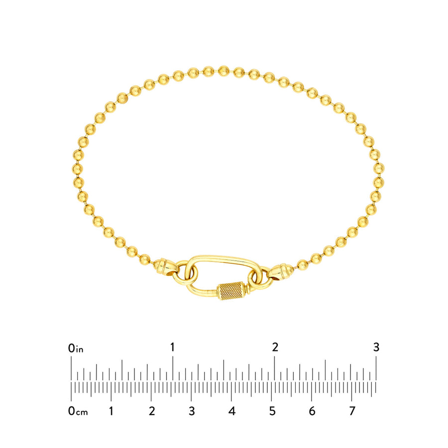 14K Carabiner Bead Bracelet, 8.5" Length