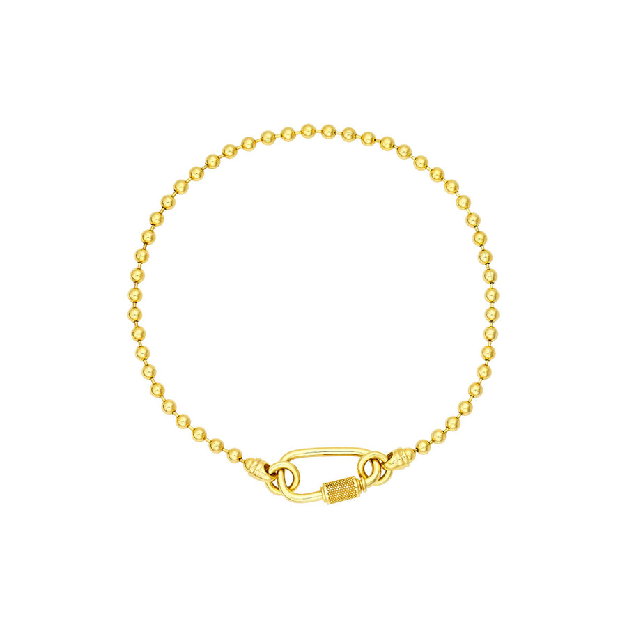 14K Carabiner Bead Bracelet, 8.5" Length