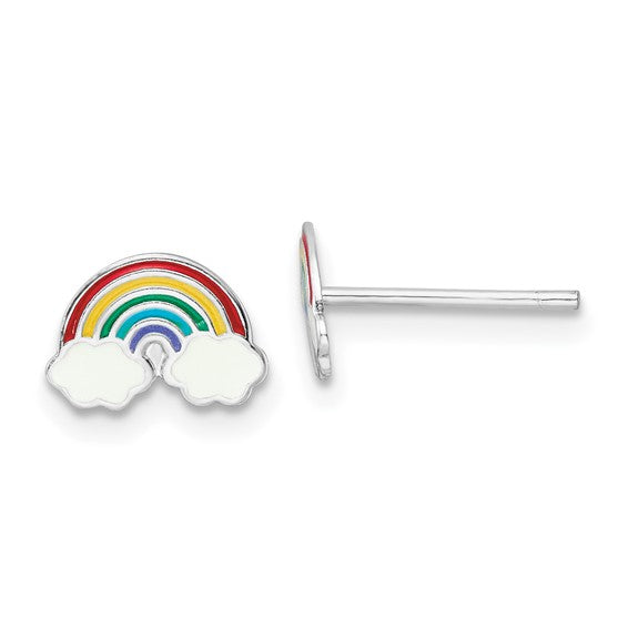 Enamel Rainbow Studs in Sterling Silver