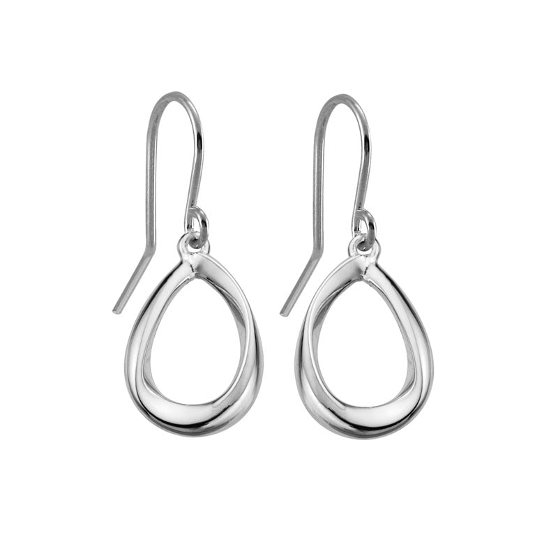 Sterling Silver Mobius Style Drop Earrings on French Wires