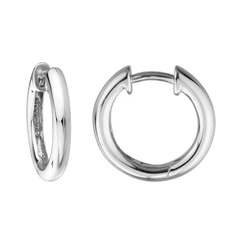 Simple & Elegant Sterling Silver Hoop Earrings, 15MM diameter