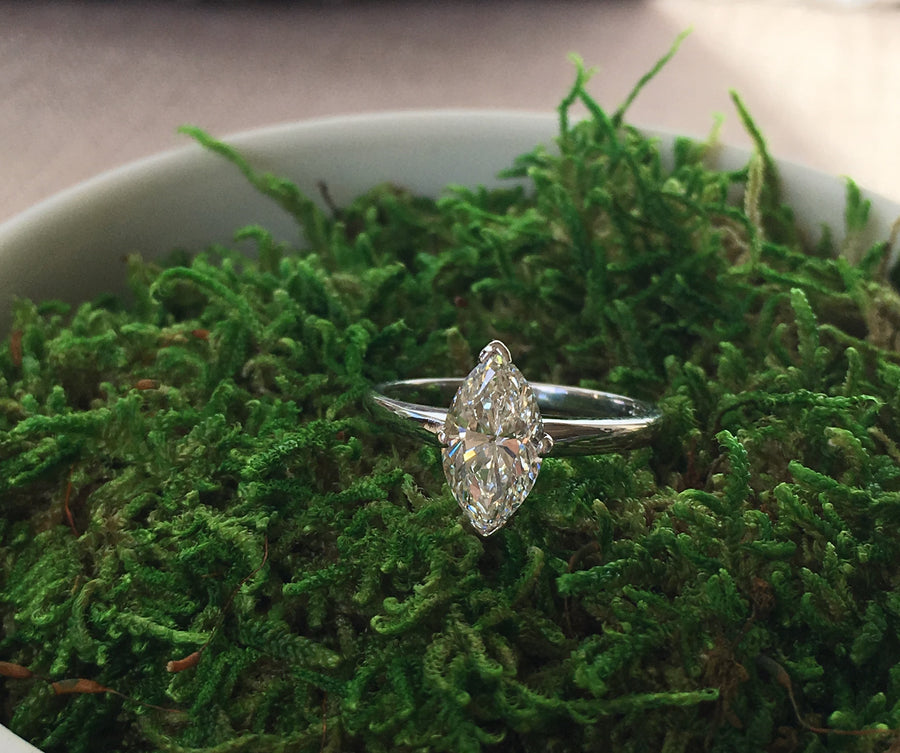 1.49 CT Marquise Diamond (I/VS-2) 14KW Engagement Ring