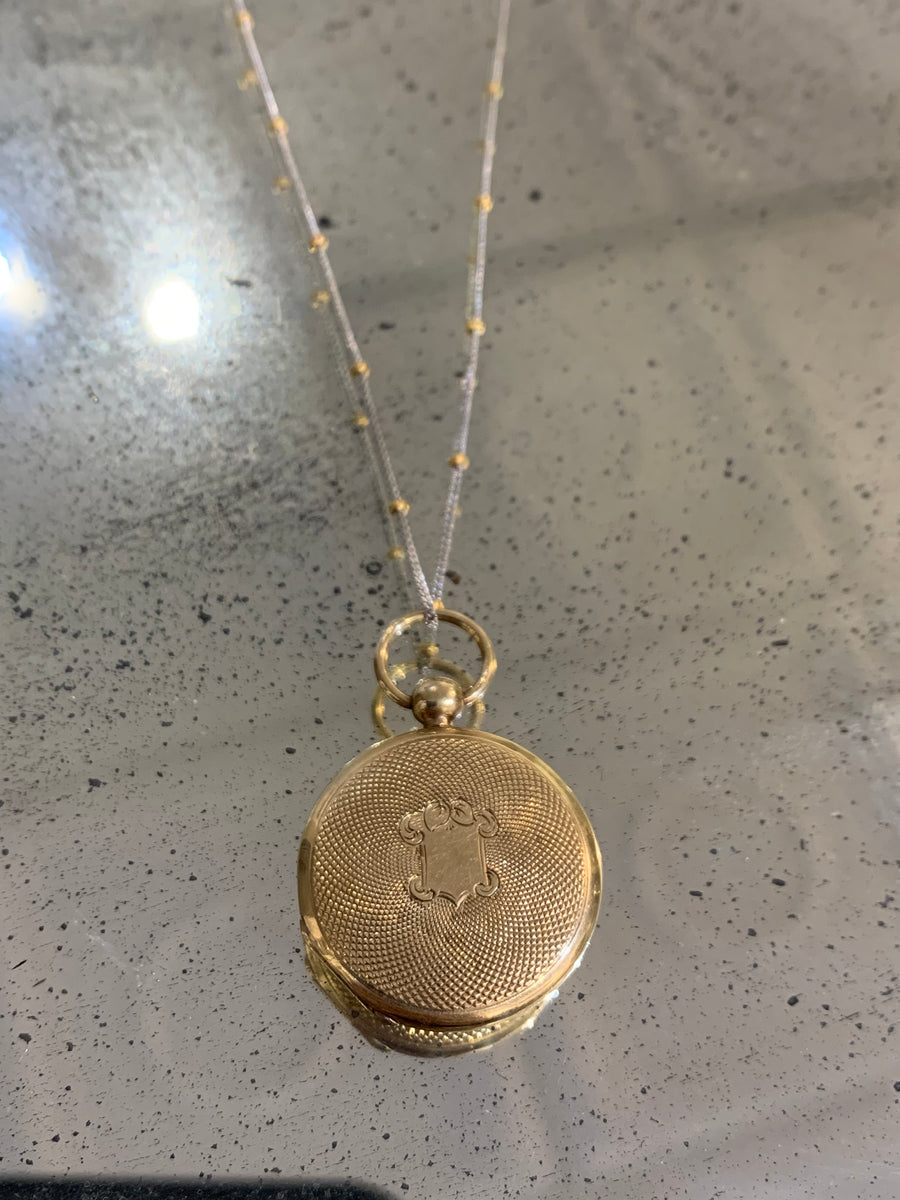 1853 Locket with Double Sided Engraving, 10K Gold on 20" Modern 14K White/Yellow Gold Constellation Chain