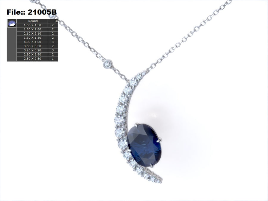 21005B Custom Platinum Diamond Crescent Moon Necklace