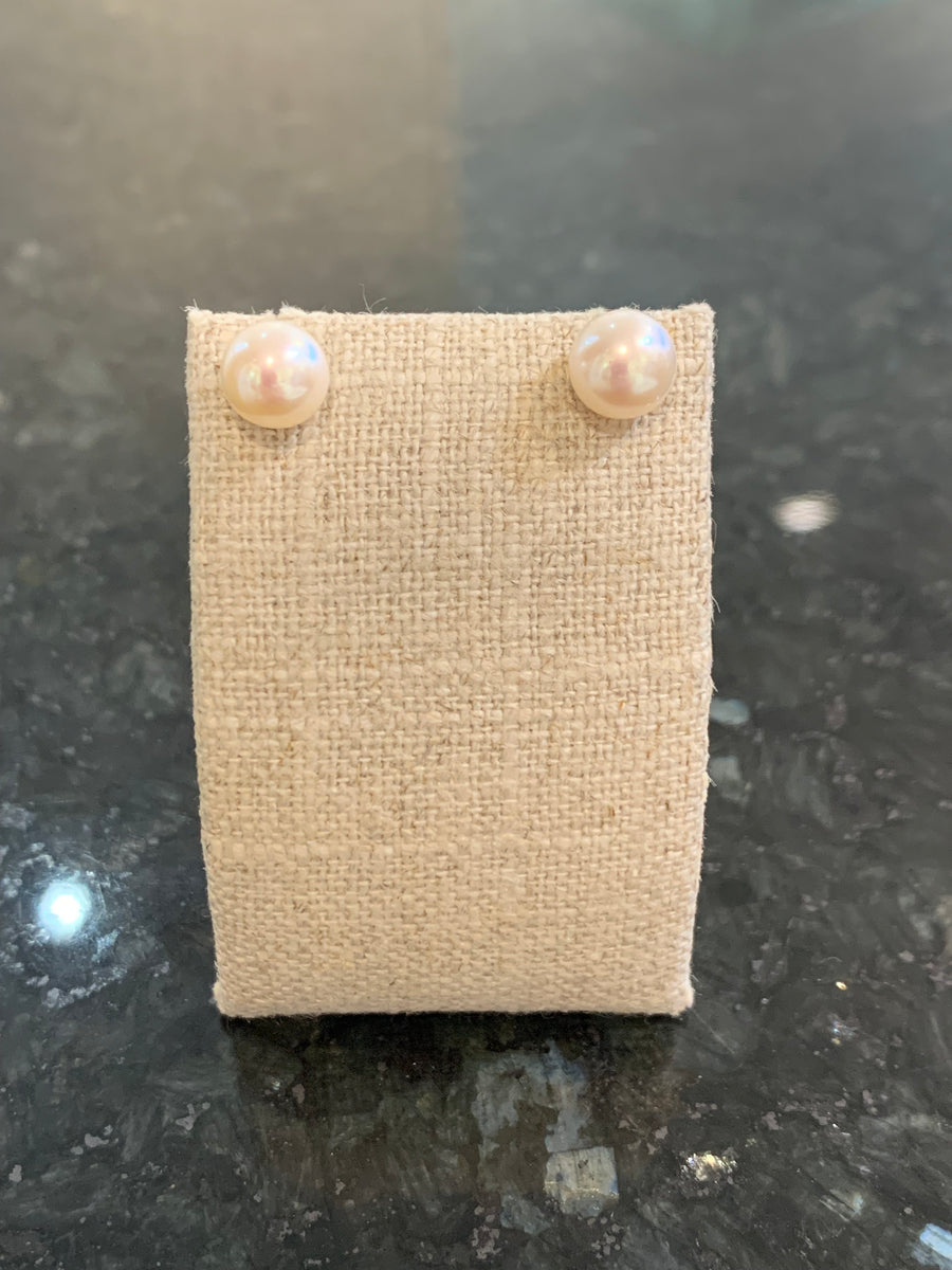 Glowing 7.5-8MM Akoya Pearl Studs in 14K White Gold