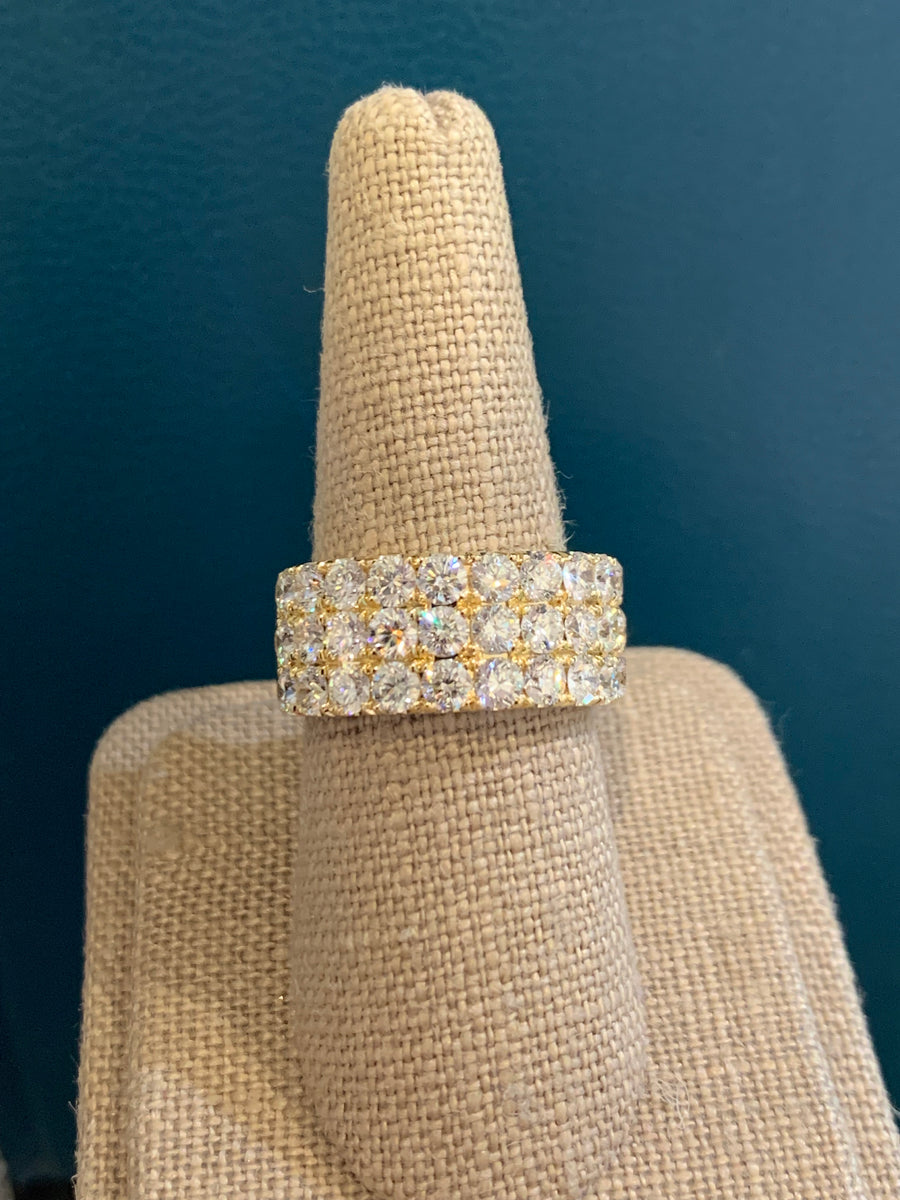 KNOCKOUT Triple Row Diamond Band Ring in 18K Yellow Gold, 30D=3.01CTTW, Finger Size 7.5