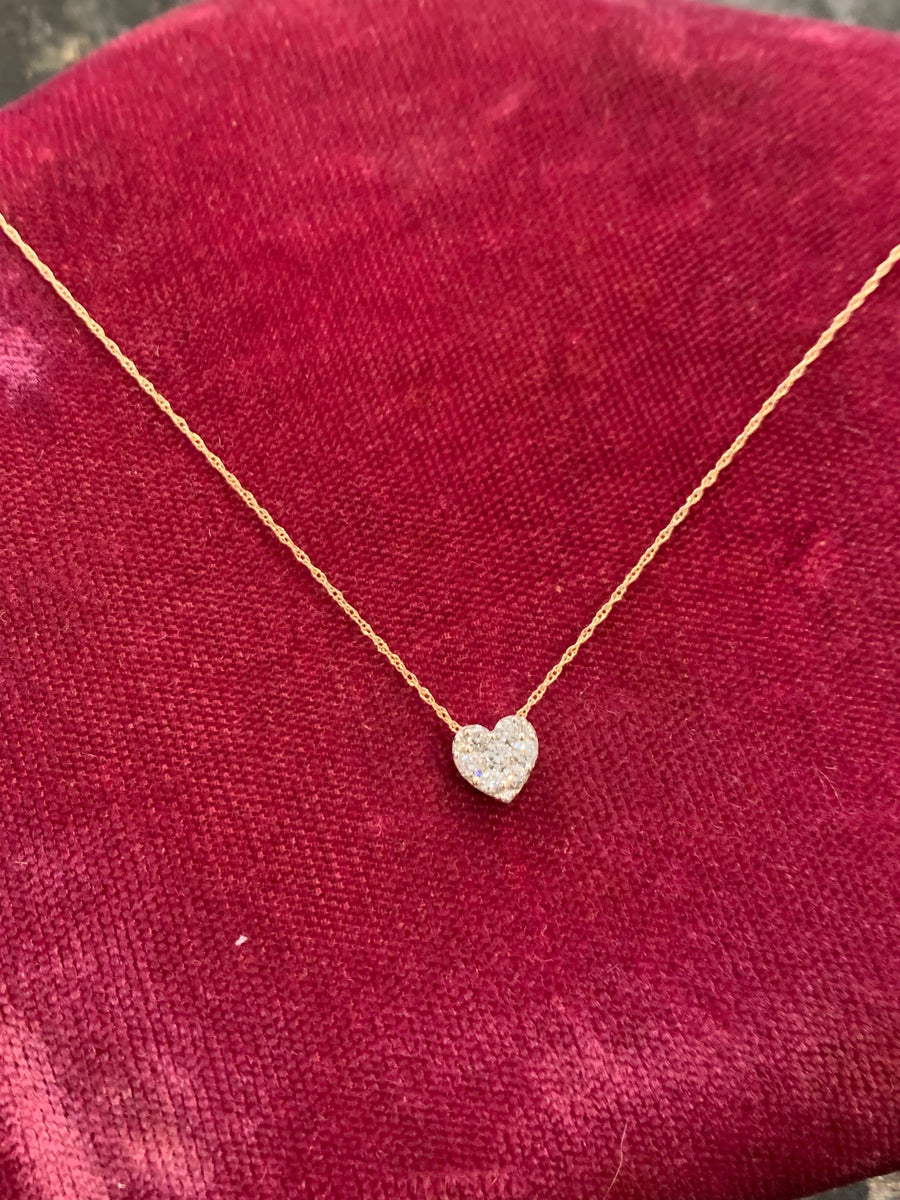 14K Diamond Heart Slide18" Necklace, 10D=.11CTTW Estate Collection