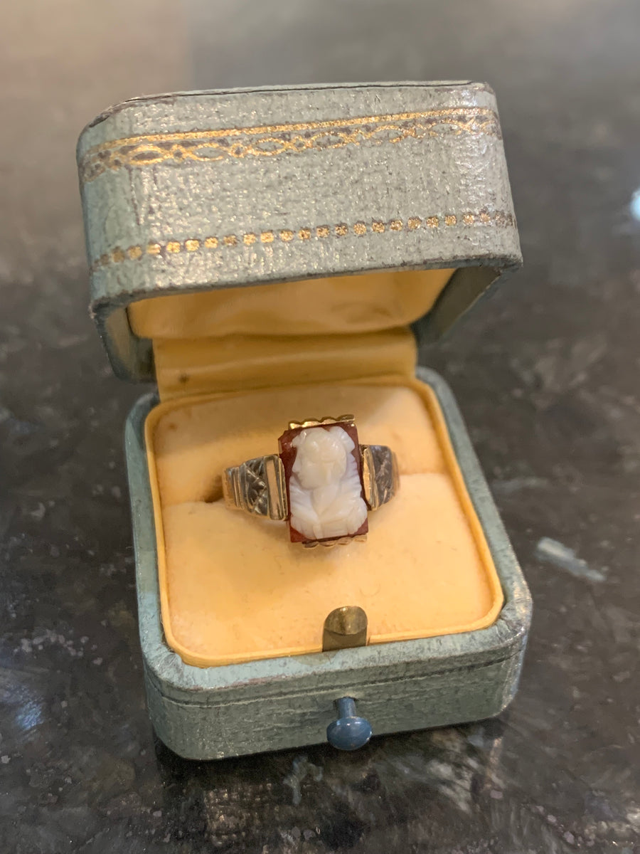 Victorian Cameo Ring in 10K Gold, Finger Size 6.25