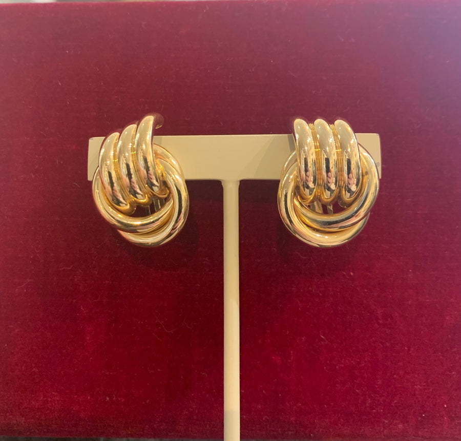Stunning & Classic 14K Yellow Gold Post/Omega Back Earrings, Estate Collection